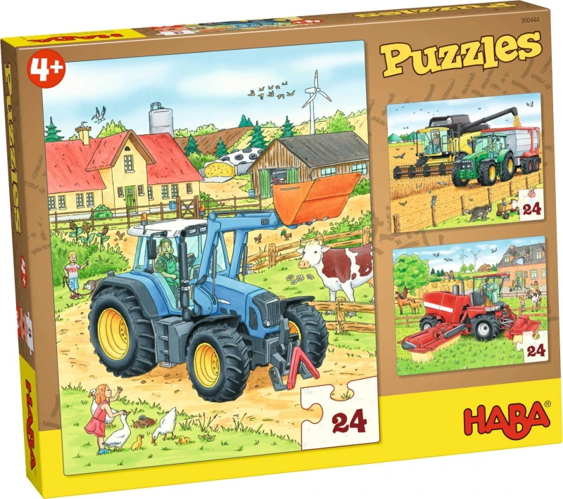 Puzzle z traktorem 24 el. Obrazki 3w1 - Haba