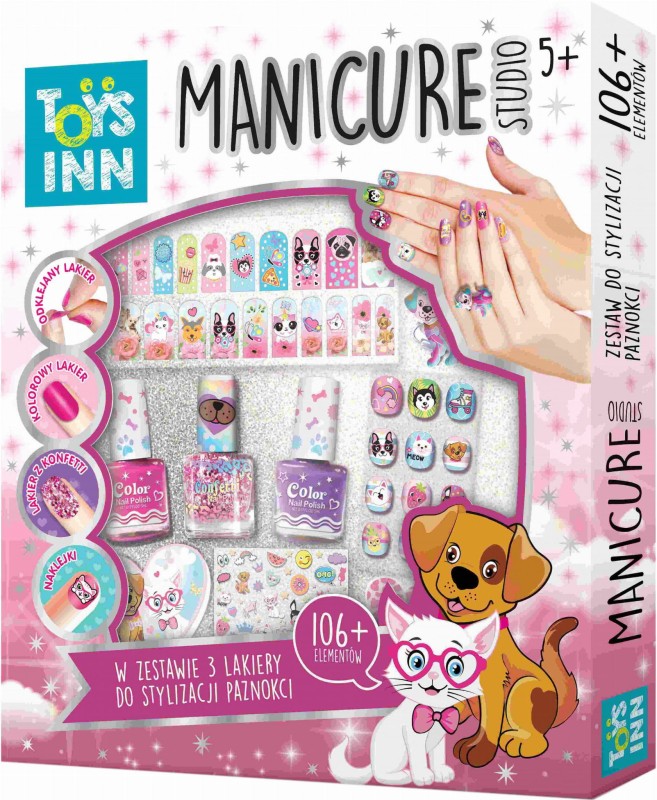 Zestaw do manicure dla dzieci, lakiery naklejki Studio