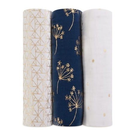 Pieluszki Muślinowe Musy Metallic Gold Deco 3szt. - aden+anais