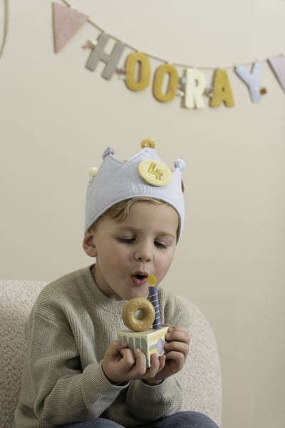 Błękitna korona urodzinowa z cyferkami na rzep Little Dutch