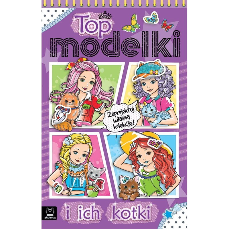 Top modelki i ich kotki. Kolorowanka z naklejkami