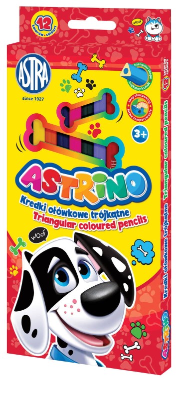 Kredki ołówkowe trójkątne 12 kolorów Astrino Astra