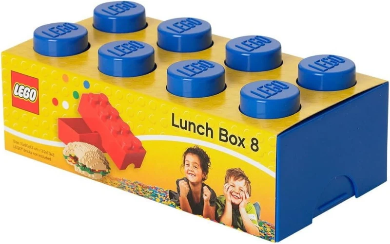 Lego pudełko klocek niebieski, lunchbox, piórnik, pojemnik