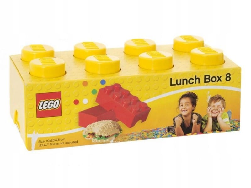 Lego pudełko klocek żółty, lunchbox, piórnik, pojemnik