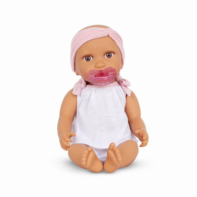 Lalka ze smoczkiem, w ubranku i opasce bobas 35,5 cm LullaBaby