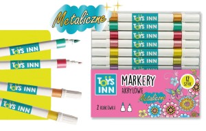 Metaliczne pisaki dwustronne 12 kolorów ToysInn