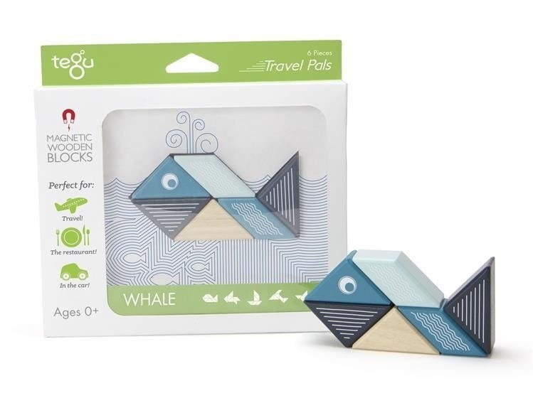 Drewniane klocki magnetyczne Travel Pals Wieloryb - Tegu
