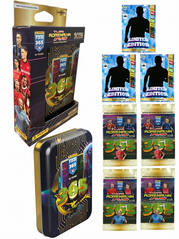 Mini Puszka 4 Saszetki 3 Karty Limited Piłkarskie FIFA 365 2025 ADRENALYN XL PANINI