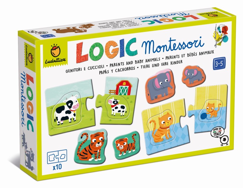 Montessori układanka Zwierzęta i ich dzieci LOGIC Ludattica