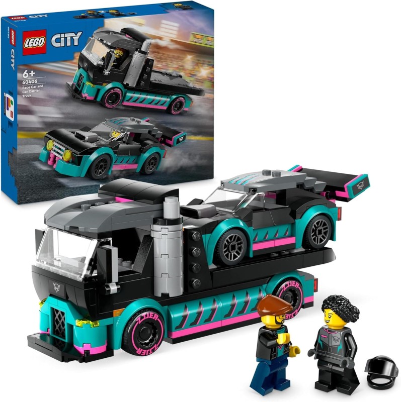 Samochód wyścigowy i laweta Lego 60406