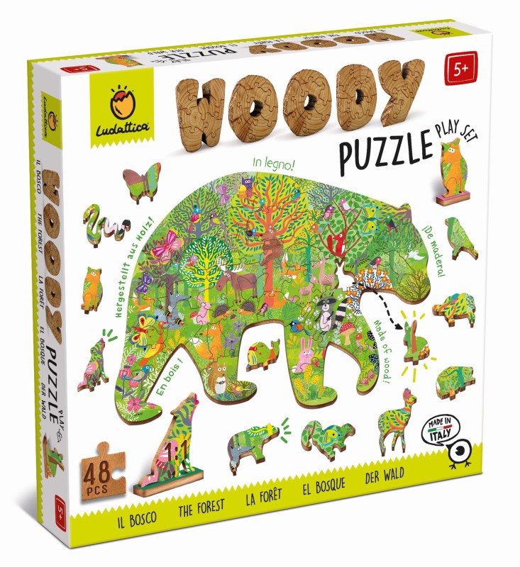 Puzzle w kształcie niedźwiedzia drewniane 48 el. Ludattica