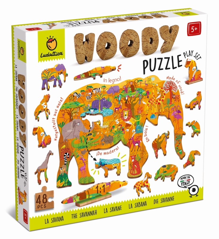 Puzzle w kształcie słonia  drewniane 48 el. Ludattica