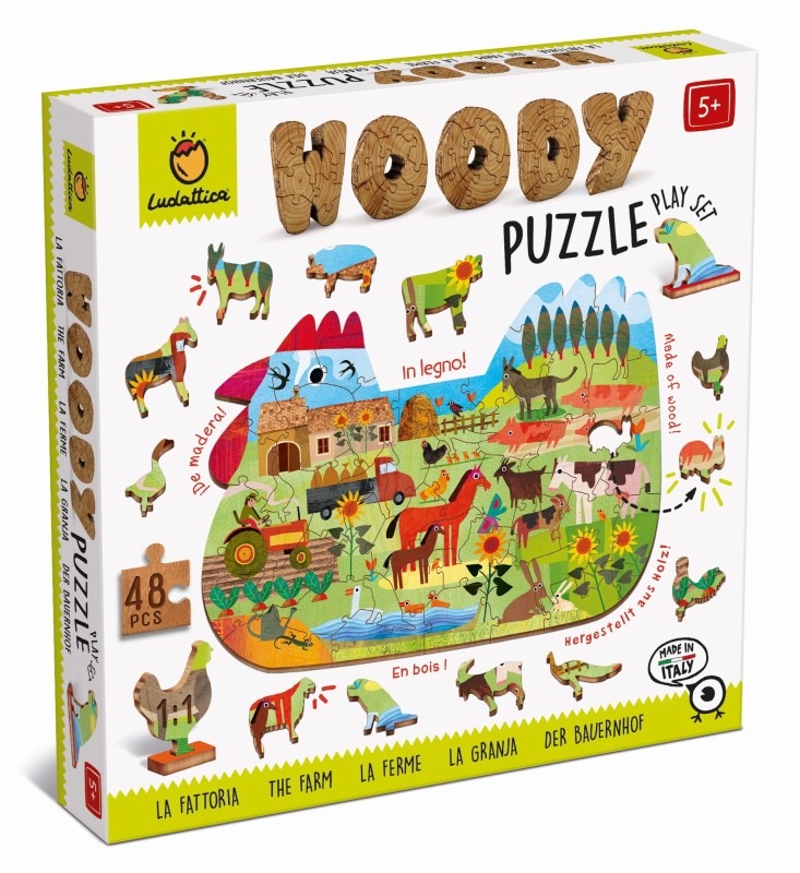Puzzle w kształcie kury drewniane farma 48 el. Ludattica
