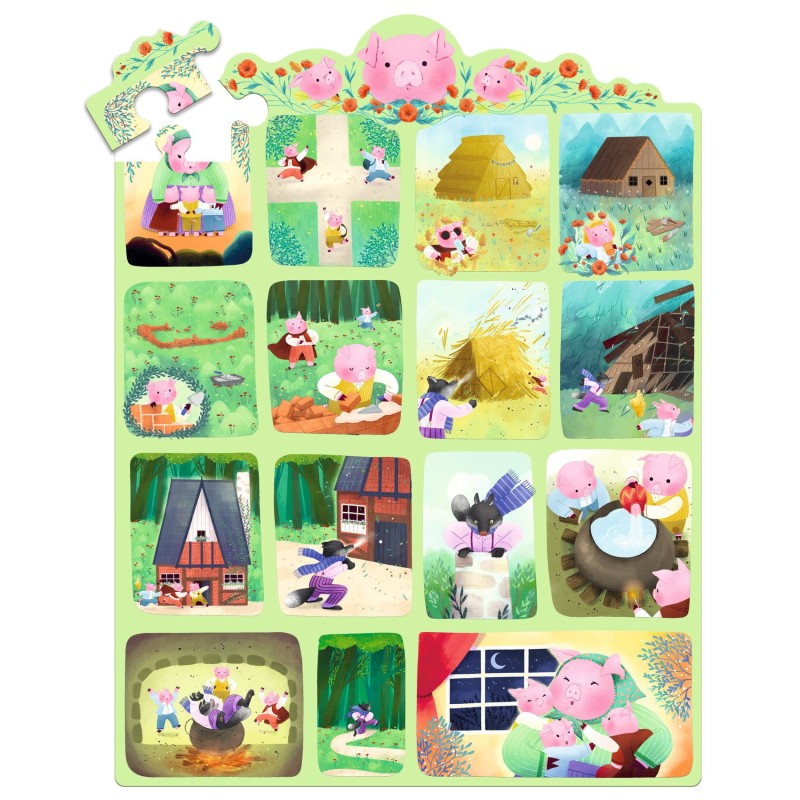 Trzy Małe Świnki puzzle 35 el. opowieść Djeco