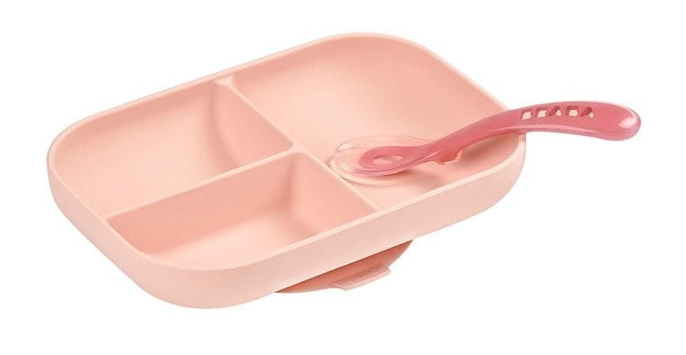 Trójdzielny Talerzyk z Przyssawką i Łyżeczka Pink - Beaba