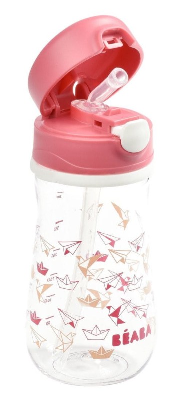 Bidon Tritanowy Butelka ze Słomką 350 ml Różowy - Beaba