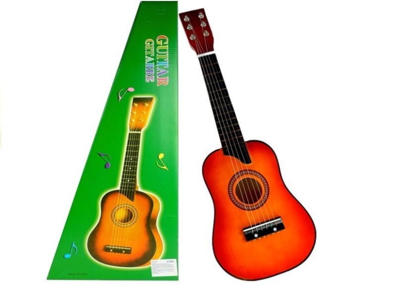 Gitara dla dzieci drewniana klasyczna z Kostką Czerwona 60 cm