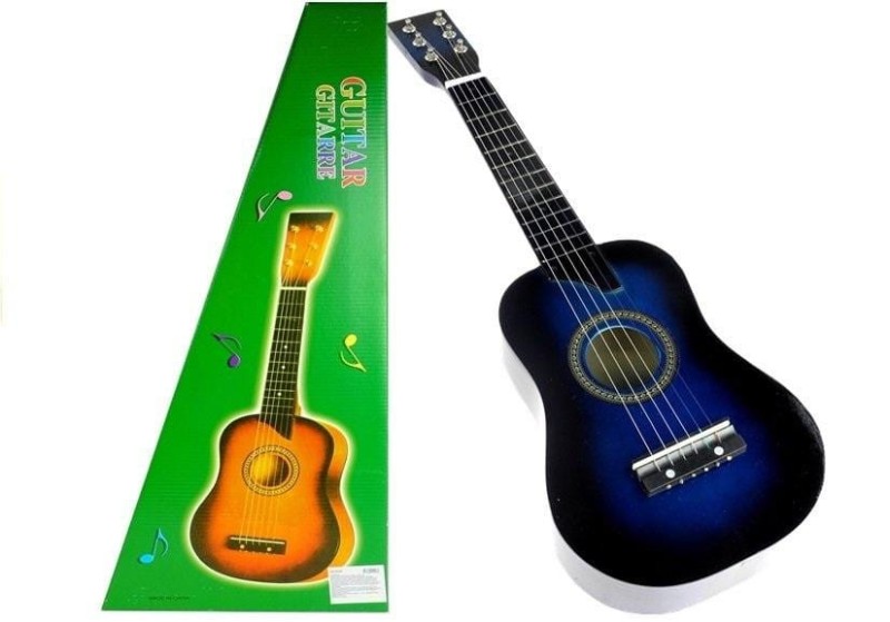 Gitara dla dzieci drewniana klasyczna z Kostką niebieska 60 cm