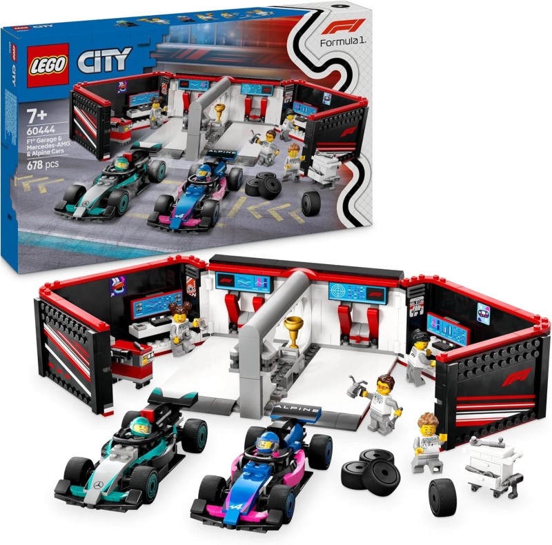 Lego F1 Garaż i bolidy Mercedes-AMG i Alpine 60444