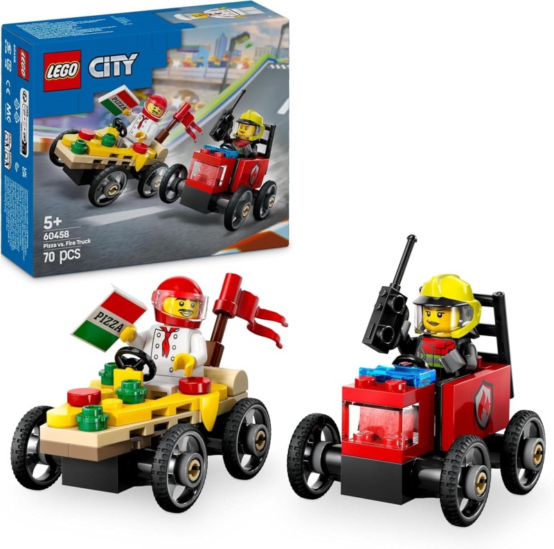Lego 60458 Zestaw wyścigówek: pizza kontra wóz strażacki