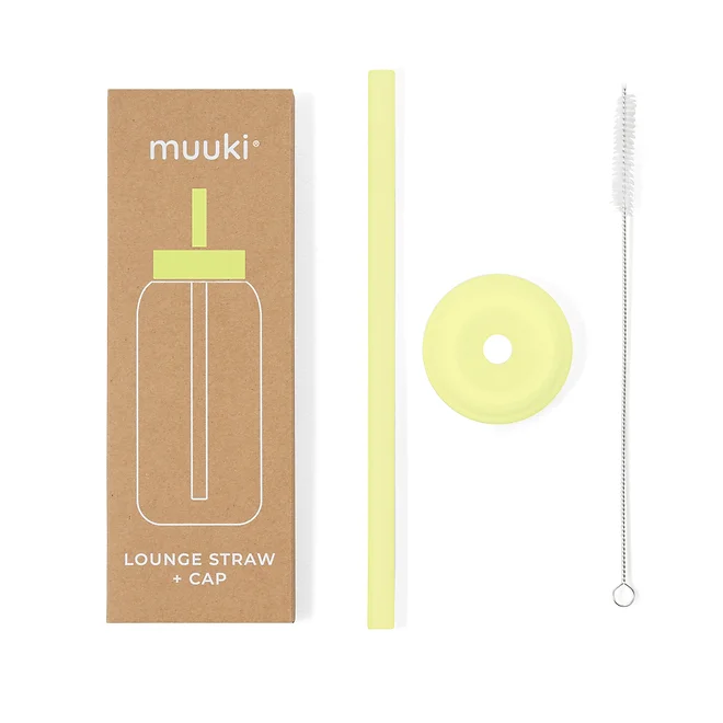 Słomka do szklanej butelki Muuki 720 ml Lounge Straw + Cap Sunny Lemonade