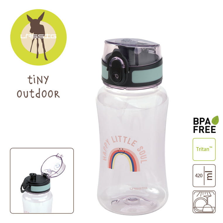 Bidon ze sportowym ustnikiem 420 ml różowy tęcza Outdoor Lassig