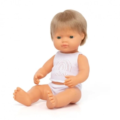 Pachnąca lalka chłopiec Europejczyk blond 38cm Miniland Doll