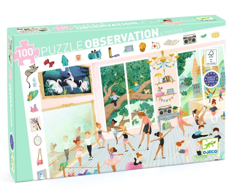 Puzzle szkoła baletowa z ramką obserwacyjne 100 el. Djeco