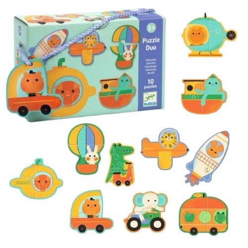 Puzzle dwuelementowe Pojazdy Djeco