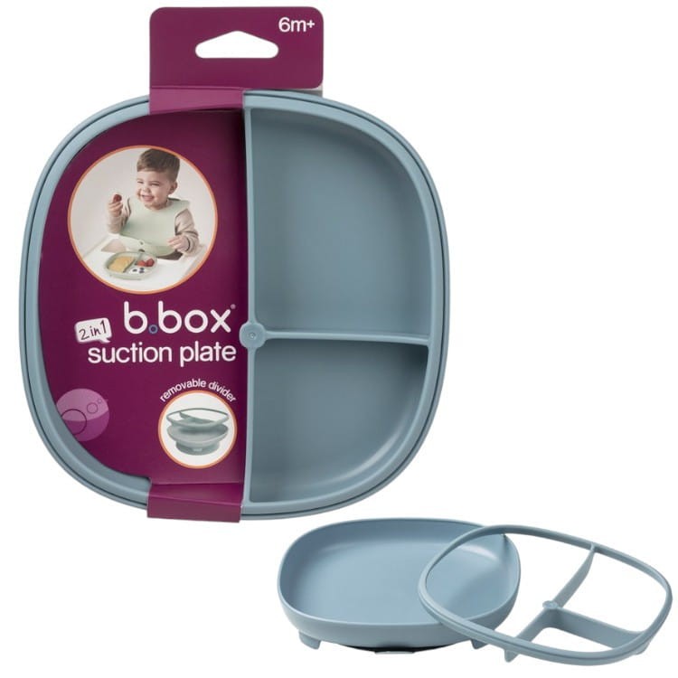 b.box talerzyk z przyssawką, przegródką 2w1 błękitny