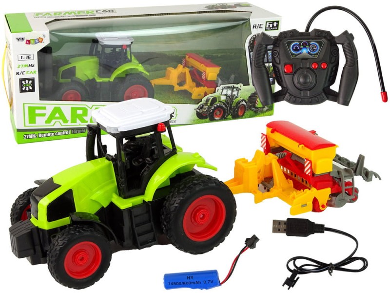 Traktor z prasą zdalnie sterowany Farmer R/C 1:16 Lean Toys