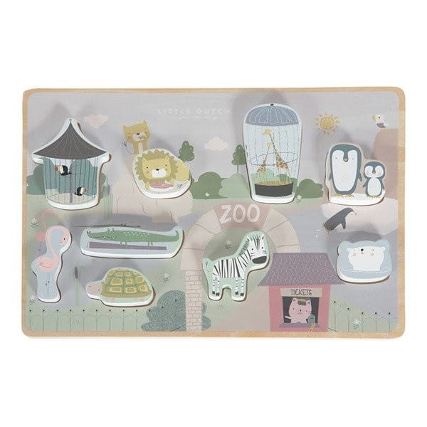 Puzzle drewniane Zoo Figurki - Little Dutch