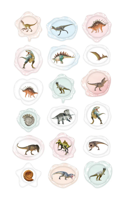 Naklejki z dinozaurami 18 szt. woskowe Avenir