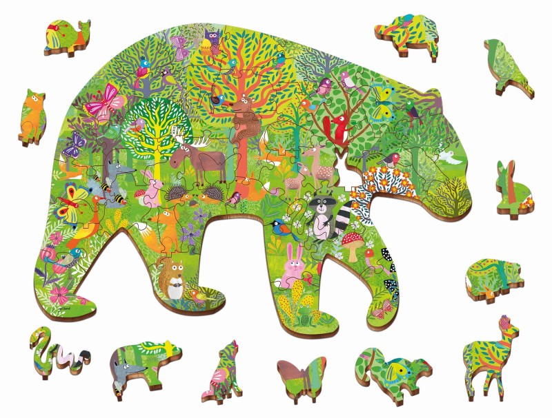 Puzzle w kształcie niedźwiedzia drewniane 48 el. Ludattica