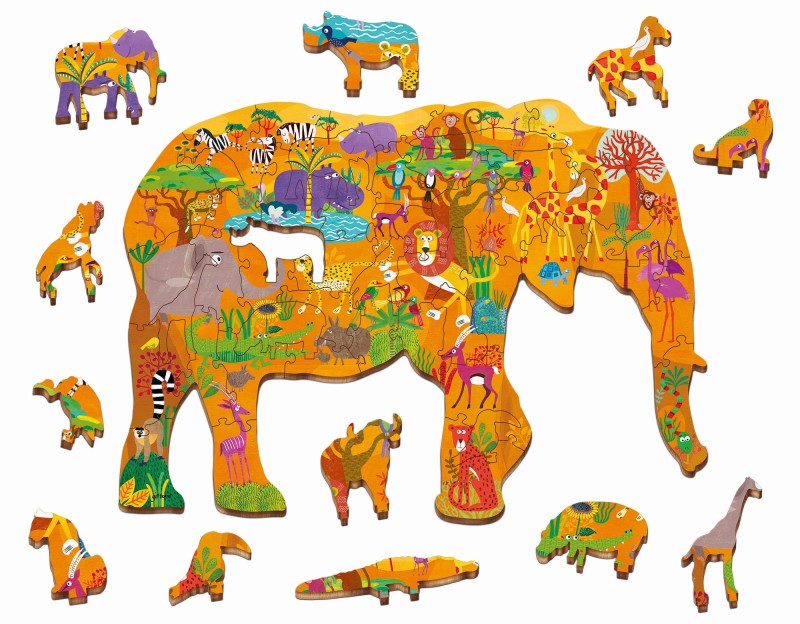 Puzzle w kształcie słonia  drewniane 48 el. Ludattica