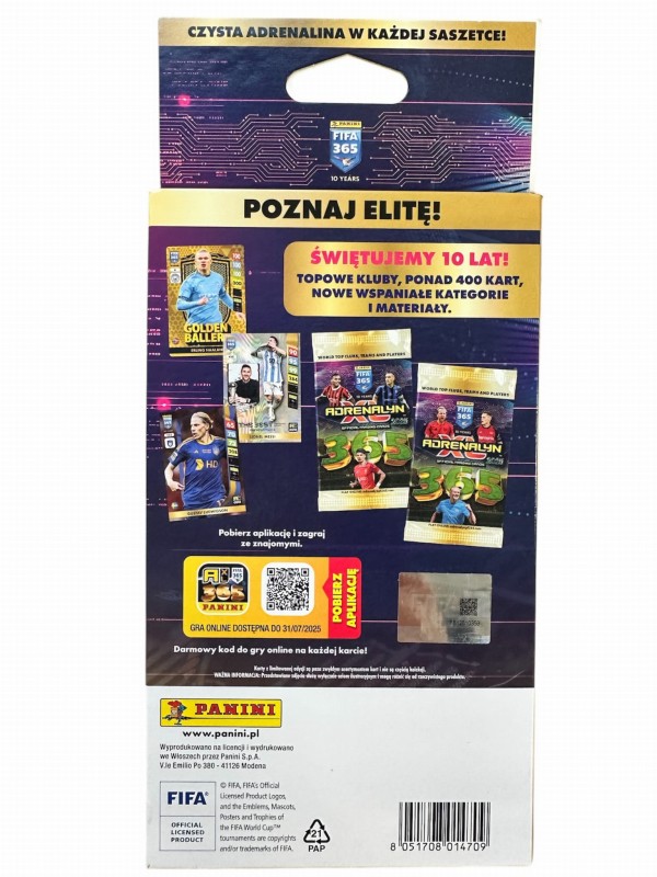 3 Karty piłkarskie XXL Limited + 2 saszetki FIFA 365 2025 ADRENALYN PANINI
