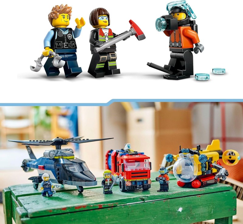 Lego 60462 Zestaw z helikopterem, wozem strażackim i łodzią podwodną