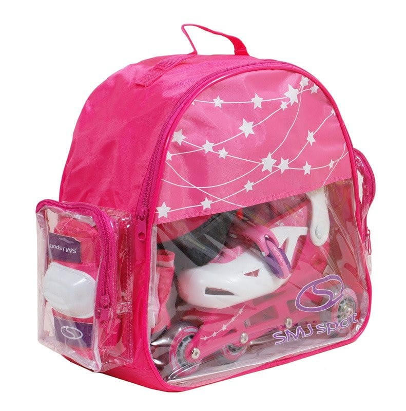 Wrotko - rolki LED rozmiar 30-33, kask, ochraniacze, plecak SMJ sport