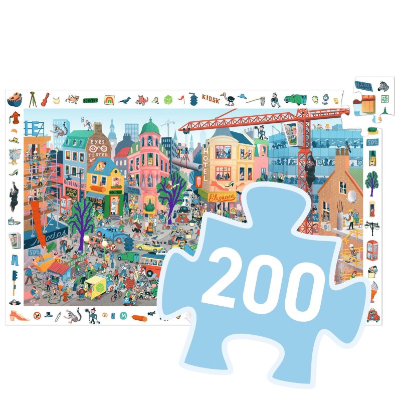 Puzzle miasto z ramką obserwacyjne 200 el. Djeco