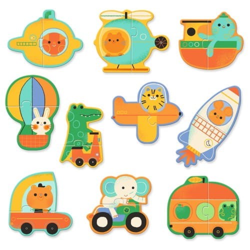 Puzzle dwuelementowe Pojazdy Djeco