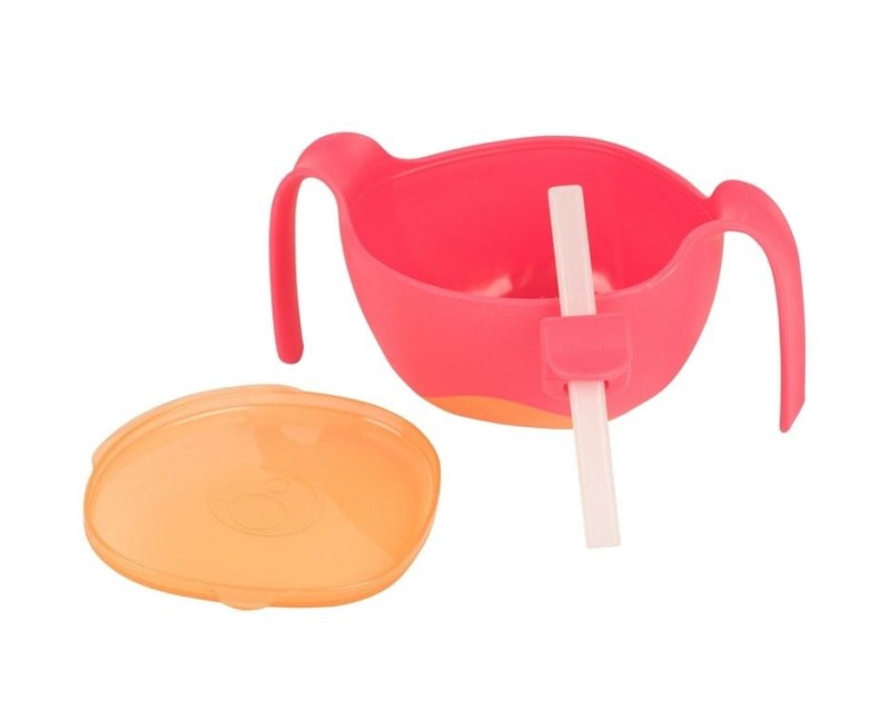 B.box miseczka obiadowa 400ml ze słomką i pokrywką Bowl XL róż