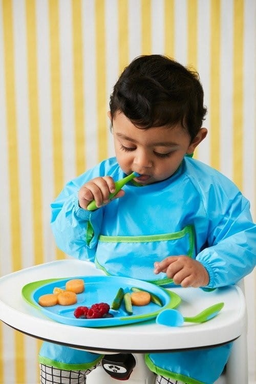 B.box - śliniak wodoodporny fartuszek z rękawami Smock Bib niebieski