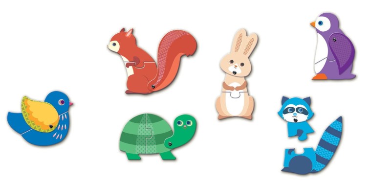 Puzzle dwuelementowe ruchome Zwierzęta - Djeco
