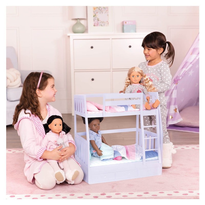 Piętrowe łóżko dla Lalek 55 cm lila - Our Generation