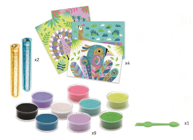 Zestaw Artystyczny z Piaskiem i Brokatem Ptaki - Djeco