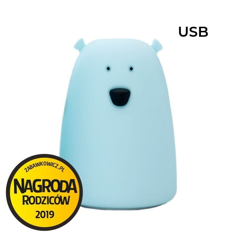 Miękka Silikonowa Lampka LED Niebieski Miś - Rabbit&Friends