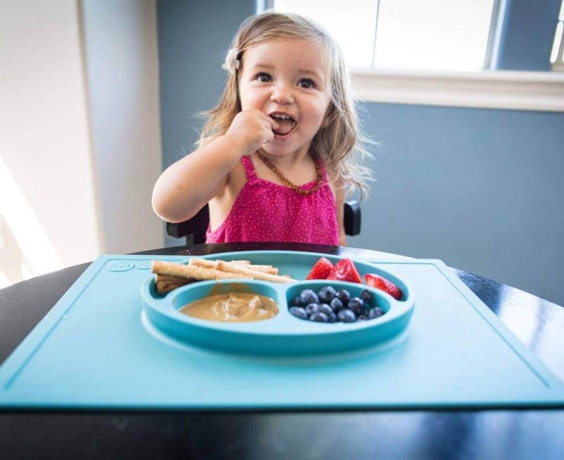 Silikonowy Talerzyk 2w1 Happy Mat Niebieski - ezpz