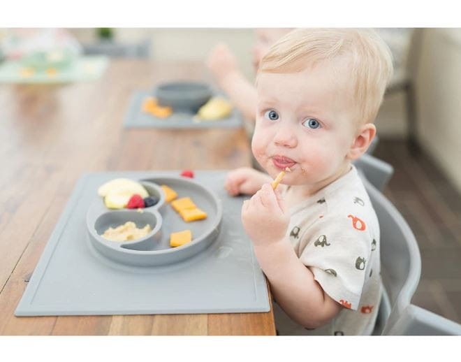 Silikonowy Talerzyk 2w1 Happy Mat Szary - ezpz