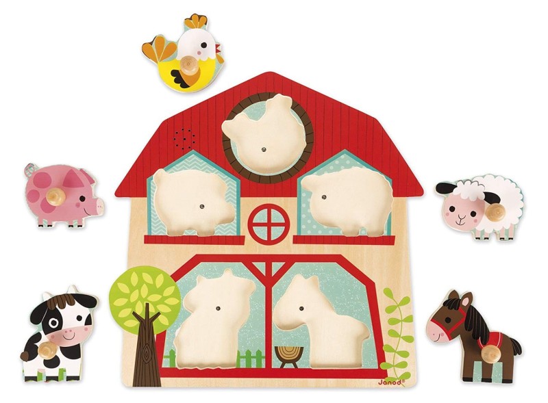 Puzzle Muzyczne Dźwiękowe Mieszkańcy Farmy - Janod