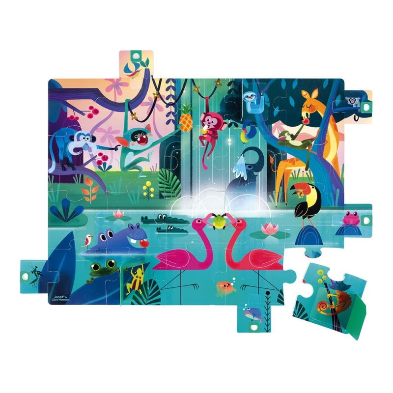 Puzzle z Okienkami 20 el. Uczta w Dżungli - Janod